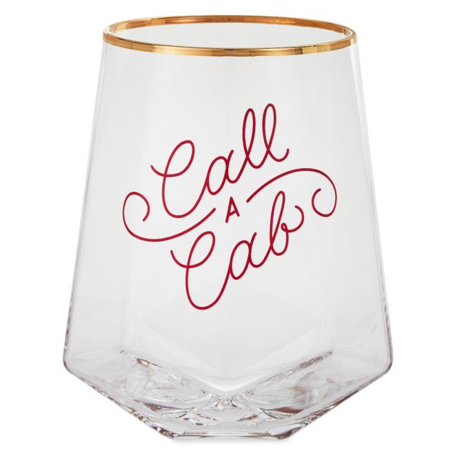 2PK: Call a Cab Geometric Stemless Wine Glass