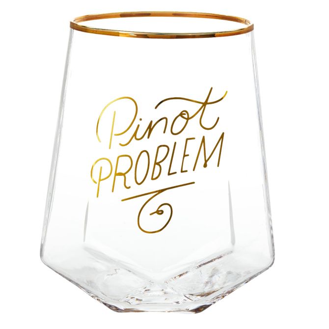 2PK: Pinot Problem Geometric Stemless Wine Glass