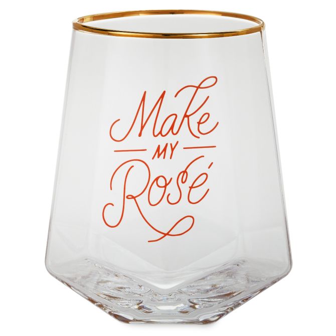 2PK: Make My Rosé Geometric Stemless Wine Glass