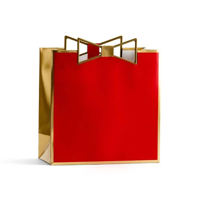 Red Bow Tie Large Square Gift Bag, 10.4" 