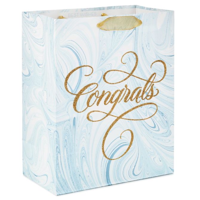 13" Congrats Blue Marbled Gift Bag