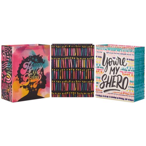 13" Large Birthday Gift Bags 3-Pack Assortment 