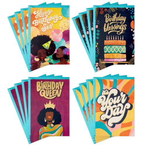 Bold and Uplifting Assorted Birthday Cards for Her, Pack of 16