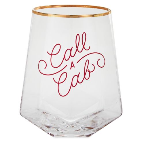 2PK: Call a Cab Geometric Stemless Wine Glass